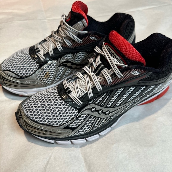 Saucony Gray and Red Athletic Shoes with Cushioned Midsole - Picture 1 of 11